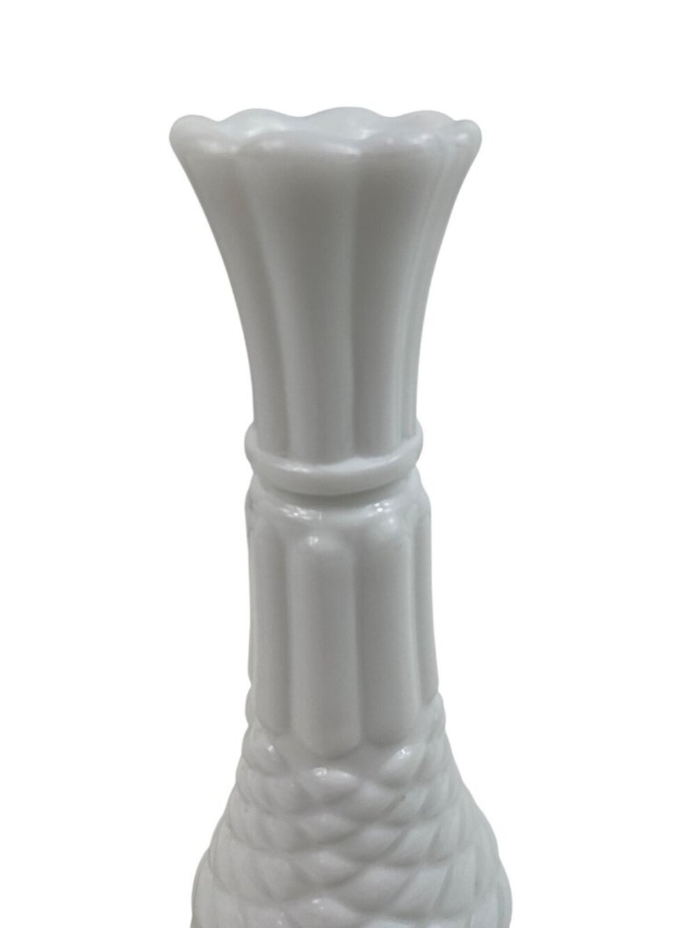 Vintage Anchor Hocking White Milk Glass Pineapple Bud Vase 9” Tall Set of 2 - Picture 4 of 10